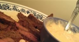 Honey Skirt Steak Appetizer with Horsey Sauce