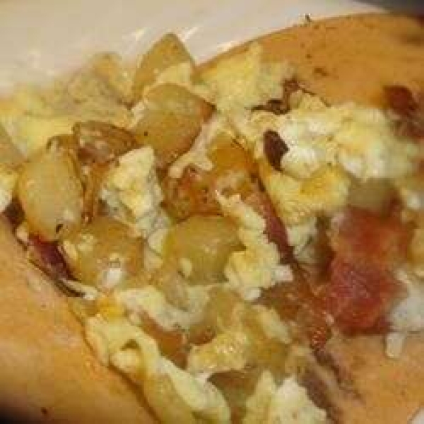 Bacon, Potato, and Egg Taco Ole