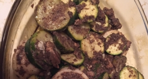 Zucchini with Mushroom Ravioli in Truffle Butter Sauce