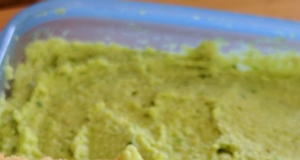Edamame Hummus with Garlic Scapes