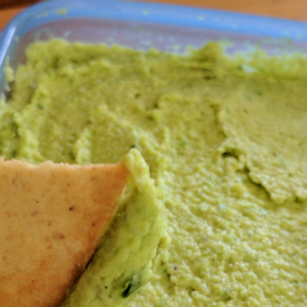 Edamame Hummus with Garlic Scapes
