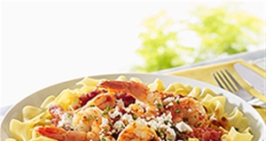 NO YOLKS® Saucy Shrimp Noodles with Feta