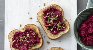 Middle Eastern Beet Hummus Toasts