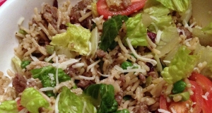 Warm Italian Rice Salad with Sausage and Romaine