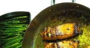 Bourbon-Glazed Salmon and Baked Asparagus