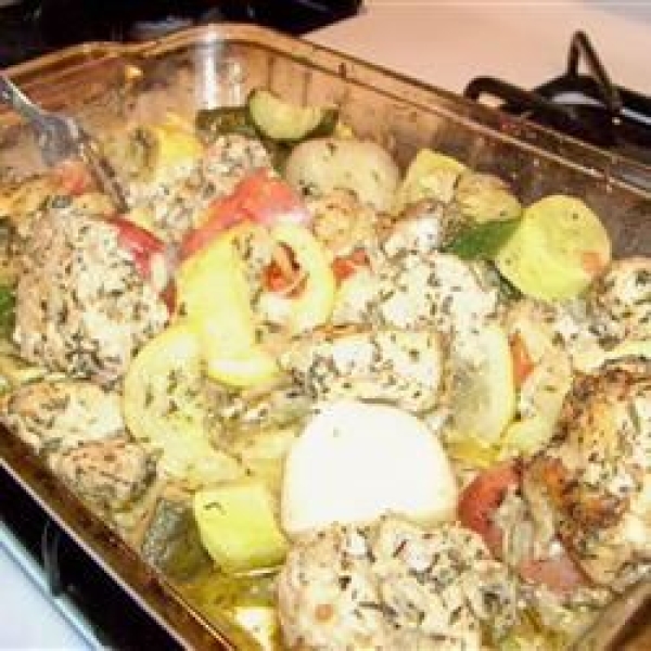 Chicken with Vegetables and Herb Sauce
