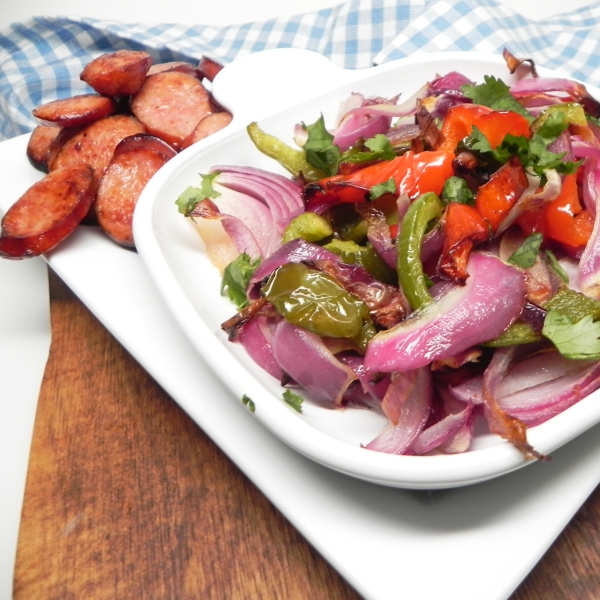 Air-Fried Roasted Sweet Peppers and Onions
