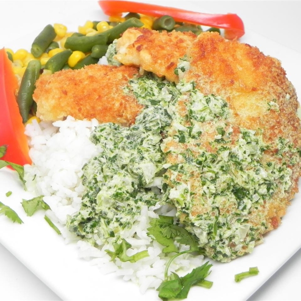 Panko Crusted Halibut with White Serrano and Cilantro Sauce