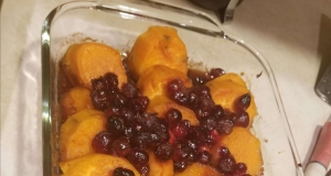 Maple-Baked Sweet Potatoes with Cranberries