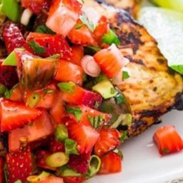Cilantro-Lime Grilled Chicken with Strawberry Salsa