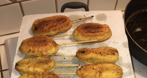 Breakfast Sausage Corn Dogs with Spiced Maple Syrup Dip