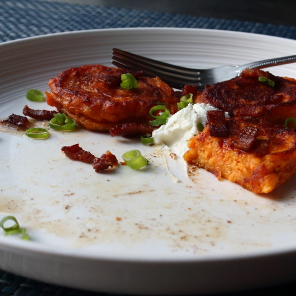 Sweet Potato Pan Dumplings with Bacon Butter