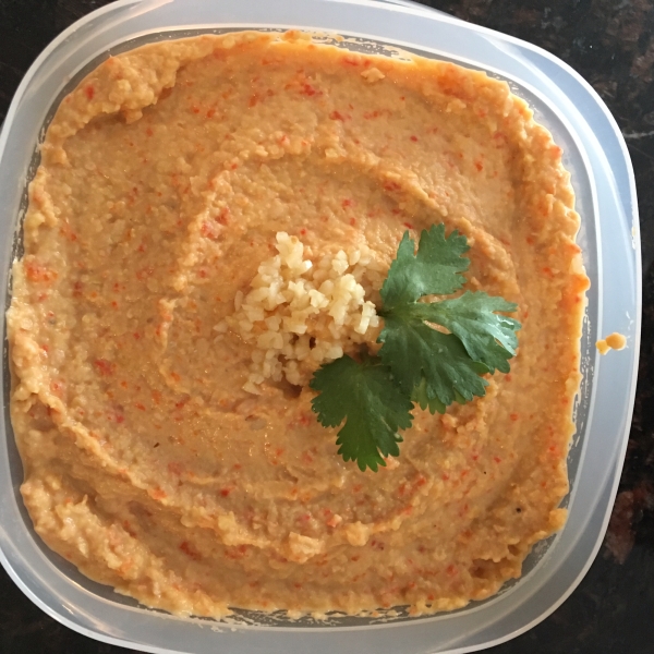Healthy Halloween Roasted Red Pepper Hummus