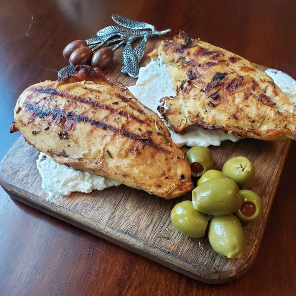 Grilled Greek Chicken Breasts with Whipped Feta