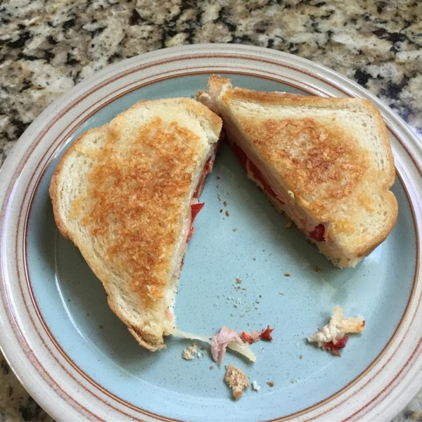 Grilled Roasted Red Pepper and Ham Sandwich