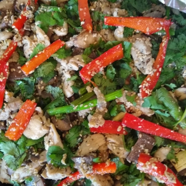 Killer Chicken with Mushroom, Asparagus, and Red Bell Pepper