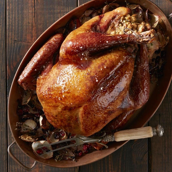 Roast Turkey with Cranberry and Pomegranate Glaze