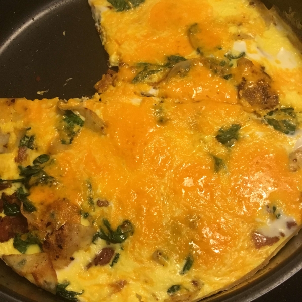 Bacon and Potato Frittata with Greens