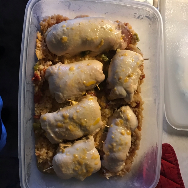 Stuffed Chicken Breasts with Asparagus and Parmesan Rice