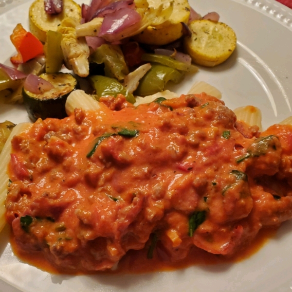 Penne with Spicy Vodka Tomato Cream Sauce