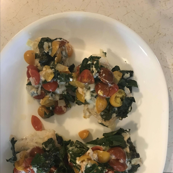 Grilled Cod with Spinach and Tomatoes