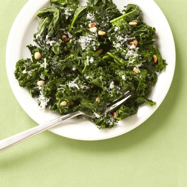 Kale with Pine Nuts and Shredded Parmesan