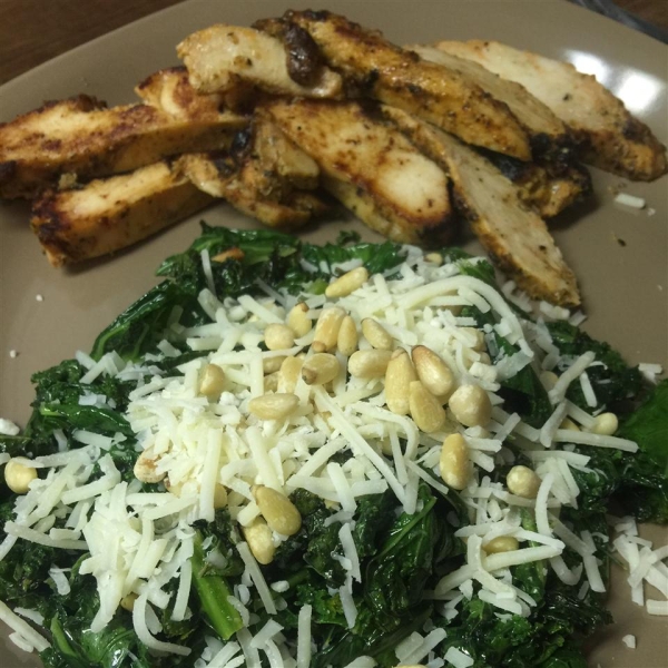 Kale with Pine Nuts and Shredded Parmesan