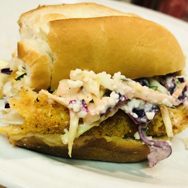 Air-Fried Crispy Fish Po' Boys with Chipotle Slaw