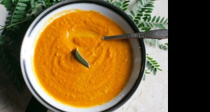 Vegetarian Thanksgiving Soup with Carrots, Ginger, and Coconut