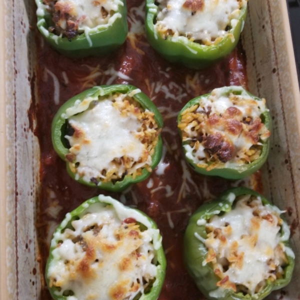 Smoked Sausage and Orzo Stuffed Peppers
