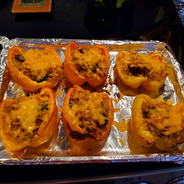 Smoked Sausage and Orzo Stuffed Peppers