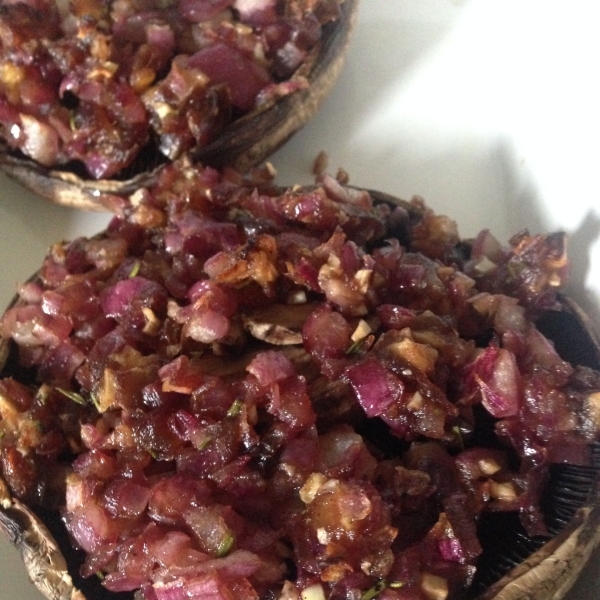 Vegan Stuffed Portobello Mushroom with Red Onions and Dates