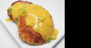 Ranch Chicken Patties with Creamy Cheddar Sauce
