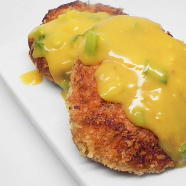 Ranch Chicken Patties with Creamy Cheddar Sauce