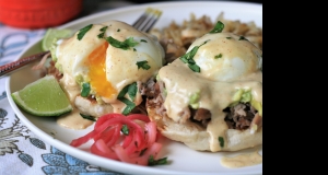Carnitas Eggs Benedict with Chipotle Hollandaise