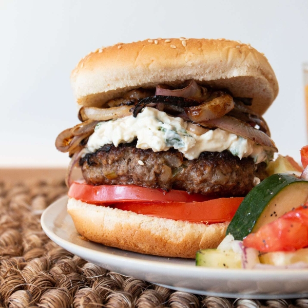 Goat Cheese Stuffed Lamb Burgers