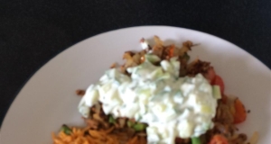 Vegetarian Keema Matar with Cucumber Raita