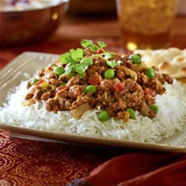 Vegetarian Keema Matar with Cucumber Raita