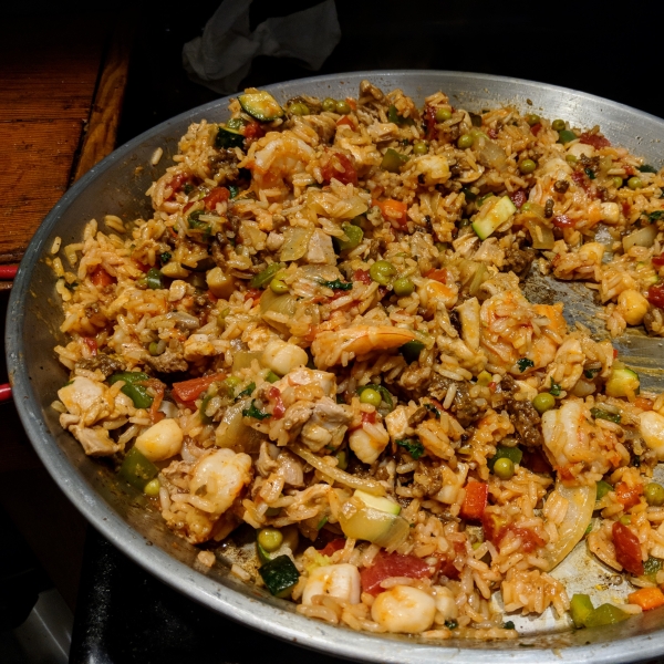 Seafood, Chicken, and Chorizo Paella