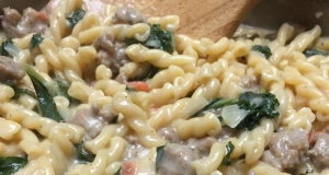 Creamy Kale and Pasta with Sweet Sausage