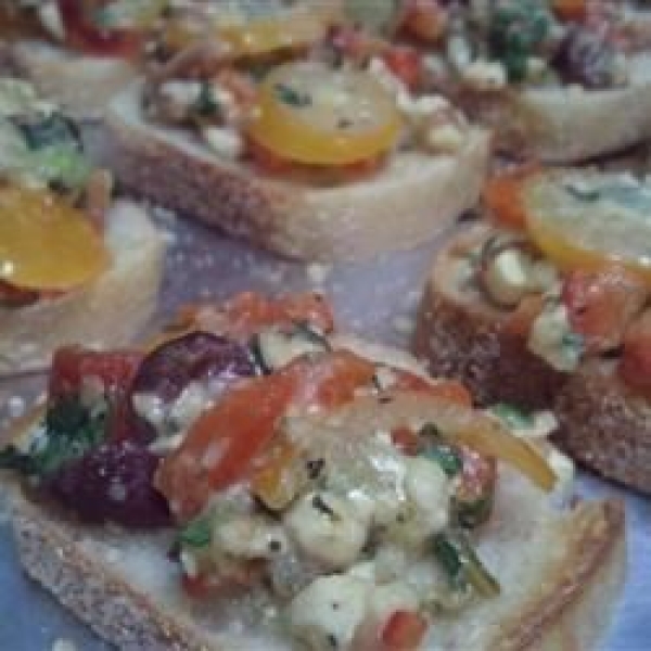 Roasted Red Pepper and Feta Bruschetta