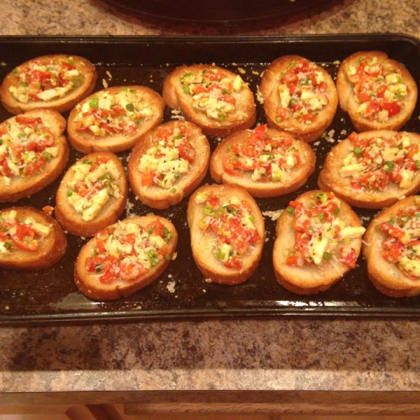 Roasted Red Pepper and Feta Bruschetta