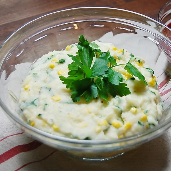 Spinach and Sweet Corn Mashed Potatoes