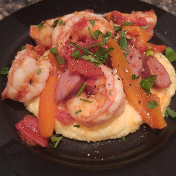 Sriracha Tomato Shrimp and Grits