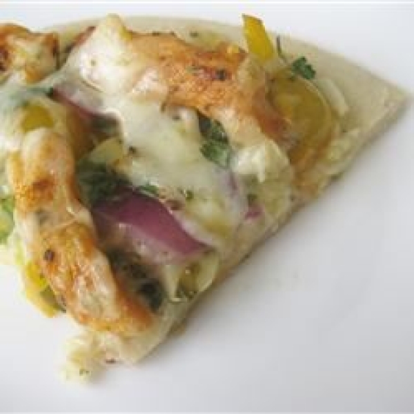 Blackened Chicken Pizza with Yellow Tomato Salsa