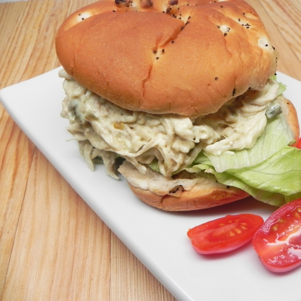 Slow Cooker Shredded Jalapeno Chicken Sandwiches