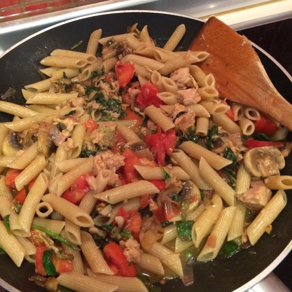 Penne with Pancetta, Tuna, and White Wine