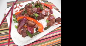 Szechuan Beef with Green Beans and Red Bell Peppers