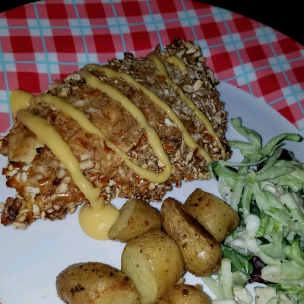 Honey Mustard Chicken with Pretzel Crust