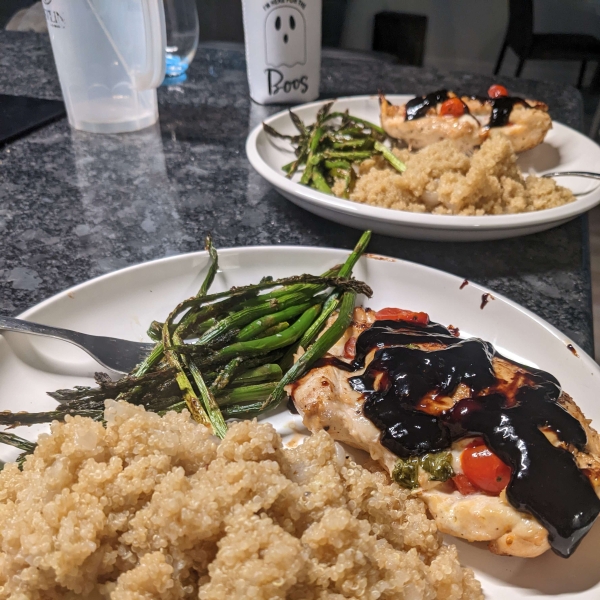 Caprese-Stuffed Chicken Breast with Balsamic Reduction